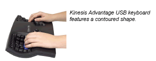 Photo of Kinesis Advantage USB keyboard featuring a contoured shape