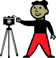 simple image of a a woman using a camera on a tripod