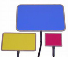 photo of three pal pads in different sizes and colors.
