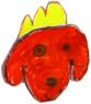 drawing of the head of a red dog from Waggies logo. 